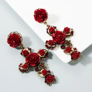 Boucles d'Oreilles Croix Baroques Vintage 
